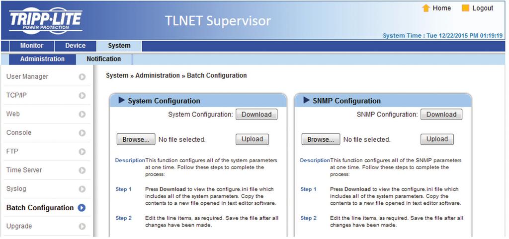 3. TLNET Supervisor Batch Configuration The TLNETCARD supports batch configuration for quick and effortless setup of multiple SNMP devices.