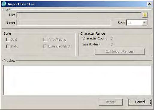 Import Font File dialog.