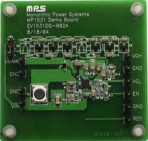 Monolithic Power Systems EV1531DQ-002A Low Power, Triple Output Step-Up Plus Charge Pump for TFT Bias GENERAL DESCRIPTION The EV1531DQ-002A Evaluation Board is designed to demonstrate the