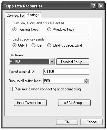 ) Set the Bits per second: 9600 terminal emulation program to use the COM port Data bits: 8 A that corresponds to the DB9 serial port.