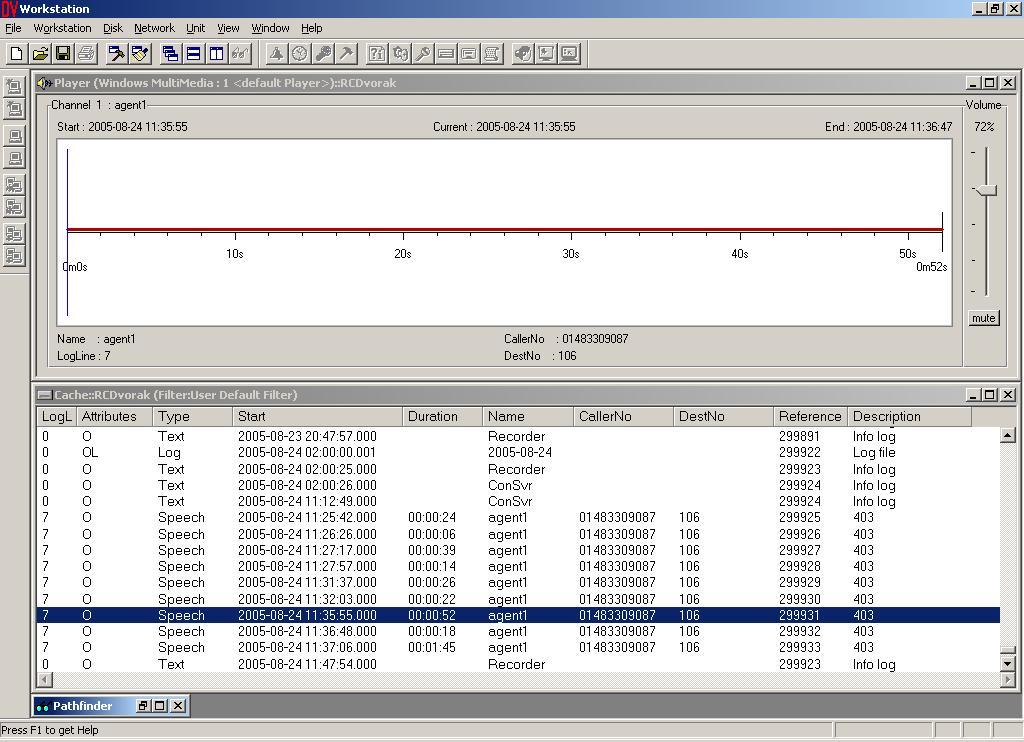 The recordings in the database can be viewed and played back using the Orion Workstation.