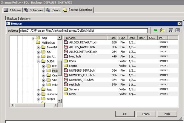 Example Diagrams: Microsoft SQL Server Adding batch files to the backup selections list In the