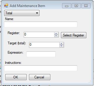 Figure 23 - Total Maintenance Item To delete a maintenance item, simply highlight it, and press delete.