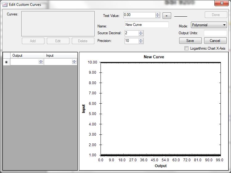 Figure 27 - Edit Custom Curves screen Edit Trend Lines The Edit Trend Lines feature allows you to edit the formatting and ranges of data for charts produced by TS Manager.