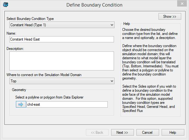 Quick Start Tutorials 51 Define Boundary Conditions At this step, you can define flow boundaries for the model.