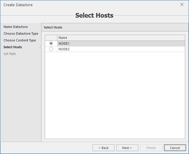 Local Filesystem For local storage select Hyper-V host where storage will be placed.