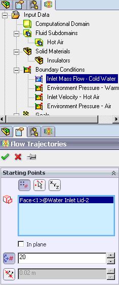 Displaying Flow Trajectories 1 Click Flow Trajectories on the Flow Simulation Results Features toolbar. The Flow Trajectories dialog appears.