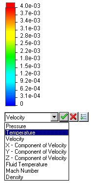 and select a desired Notice that in the top pane the temperature contours are still displayed.