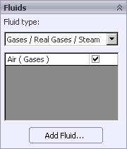4 In the Fluid type list select Gases / Real Gases / Steam.