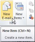 Creating a New Message To Create a New E-mail message in Outlook 2010, on the Home tab click New Email and a new message window will pop-up as shown in Figure 1.