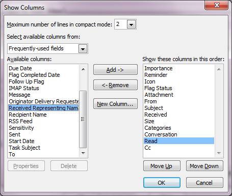 From the Advanced View Settings choose Columns.