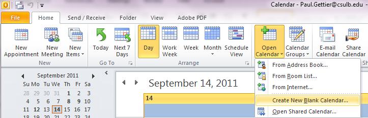 Using the Calendar Creating Additional Calendars Outlook has the ability to have more than one Calendar