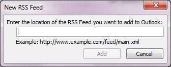 Enter the URL for the RSS feed. Type or paste the URL of the RSS feed. Click the Add button.