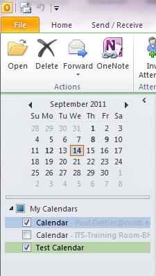 Notice that the new Calendar appears in your calendar Navigation Pane.