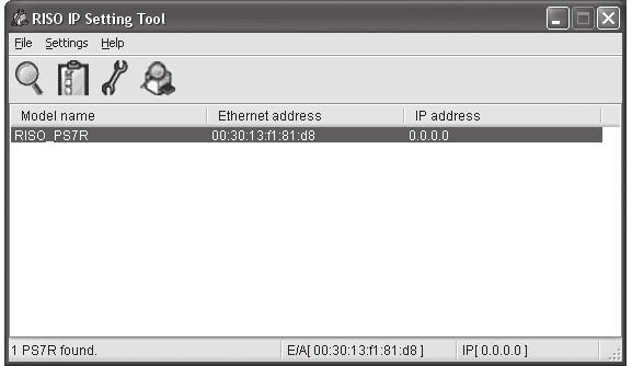 Printer Driver Installation Network settings Start the RISO IP Setting Tool and set the IP address for the controller.