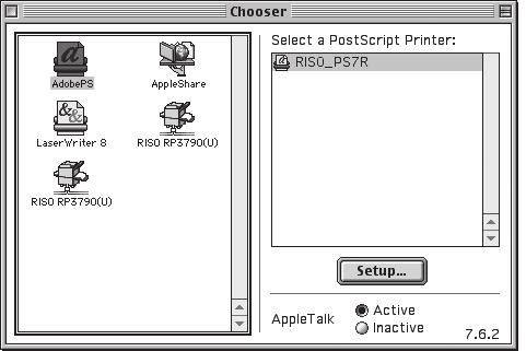 Printer Driver Installation Printer Selection After installing the printer driver, the printer PPD file (printer description) is selected and settings made.