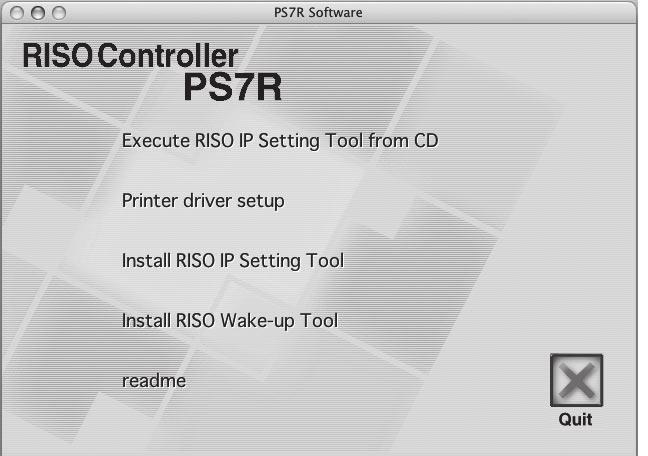 Printer Driver Installation Printing with a Macintosh (Mac OS X) Before using the controller, install the software in the following order and make the settings. Installing the RISO IP Setting Tool!p.