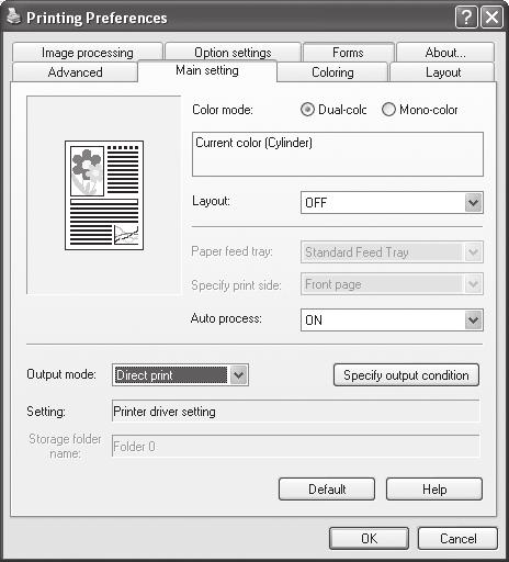 Printer Driver Operations Form Printing 1 Create the form and the overlay output data, and select [Print] from the [File] menu in the application. 5 Select [Form print pattern] on the [Forms] tab.
