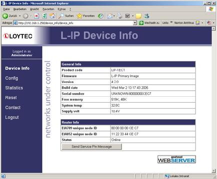 4.5 IP Configuration for Client Device via Web-Interface Optionally to using the console interface one can also use the web interface to configure the client device.