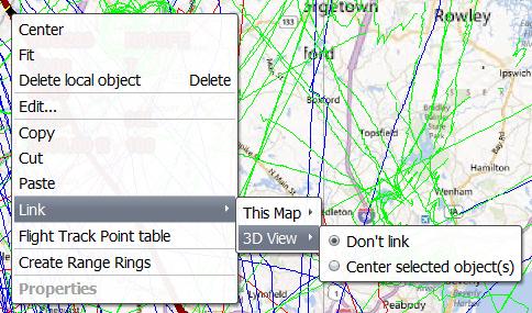 Linking the 2D and 3D Maps If you have multiple maps displayed, you may link the maps so that objects selected on one map are centered on another map. To link the 2D and 3D map displays: 1.