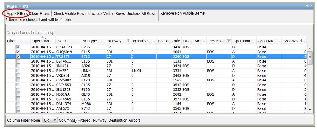 Symphony EnvironmentalVue v3.1 User s Guide SmartTables Figure 229: Apply Filters The Check Visible Rows button selects the Filter checkbox for all rows that are currently displayed in the table.