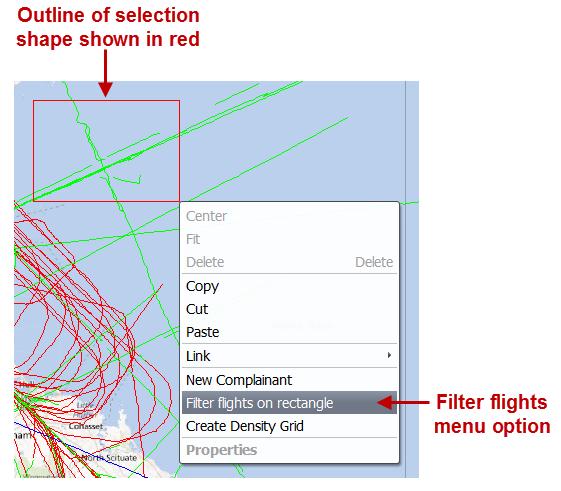 selection line or within the flight selection shape. To filter the flights using the flight selection tools: Figure 35: Flight Selection Tools 1.