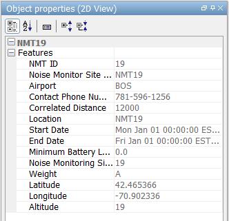 properties: 1. Use the selection tool ( ) to select the noise monitoring site that you are interested in. 2.