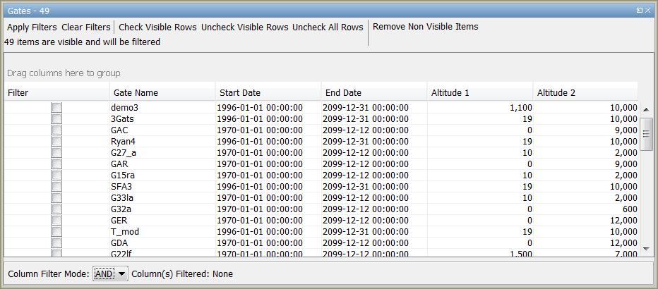 Symphony EnvironmentalVue v3.1 User s Guide General Usage Gates and Gate Results Gates are two-dimensional areas in space that are used to track flights that penetrate the gate during the query time.