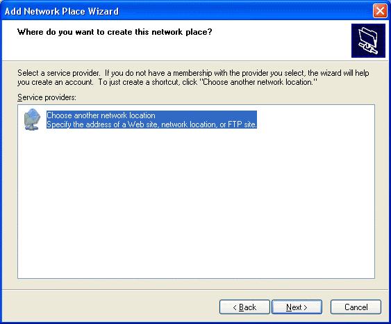 3. After click on Add a Network Place, a welcome page of setup wizard will appear.