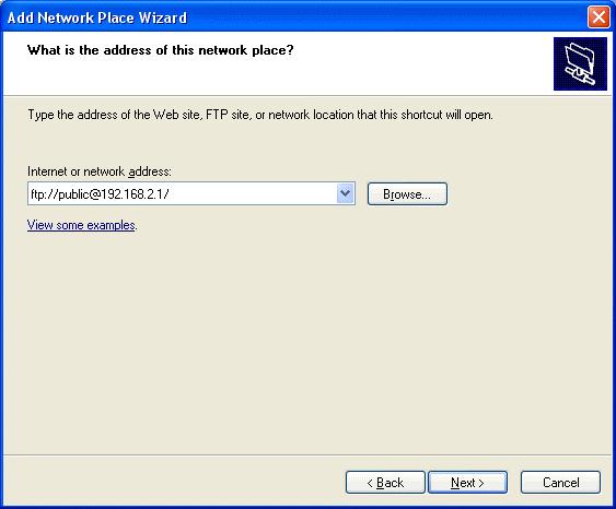 5. Type in FTP address where you need to set up for Network Neighborhood.