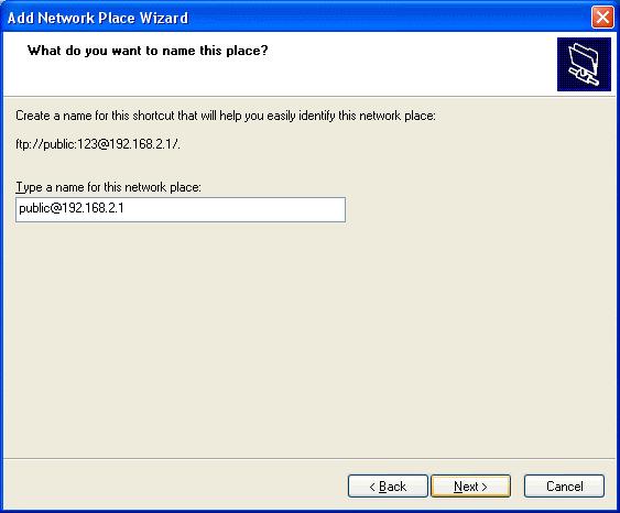 6. In this section, you need to type the name of FTP server in Network Neighborhood.