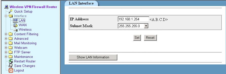 Chapter 4: Interface Configuration Interface This is to where LAN, WAN and Wireless interface relevant parameters can be configured.