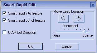 The Smart rapid into feature and Smart Rapid out of feature checkboxes can be used to turn off smart rapids for a particular feature.