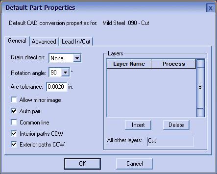 For more information on the settings in this dialog, see the Converting a CAD File section.