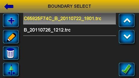 4.3.1. Accesses the Boundary Selection screen Select to enter the Boundary Selection screen. Here, you can create new boundary files or select, edit or delete existing boundary files.