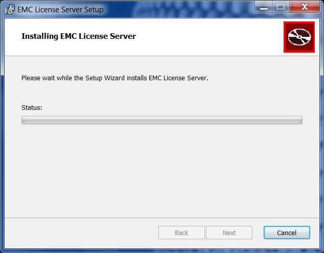 Installing an EMC License Server 6. Click the Install button to start the installation of the files.