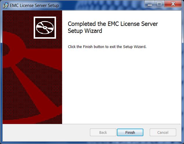 Once it is complete, the Completed the EMC License Server Setup Wizard screen appears. 8.