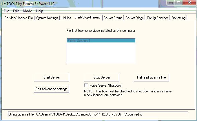Start the DEMO License Manager by clicking the Start Server button.