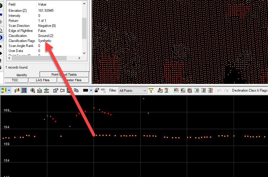 Figure 6: Adding Synthetic Ground points A scan through the remaining Scanned fields revealed that the Synthetic points were given a point source ID of zero (nothing wrong with that).