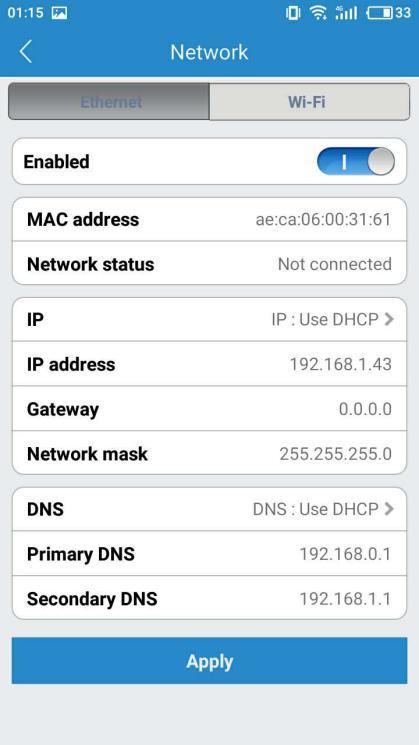 3. Network The network tab enables you to choose the network interface that you want to use Ethernet or Wi-Fi.