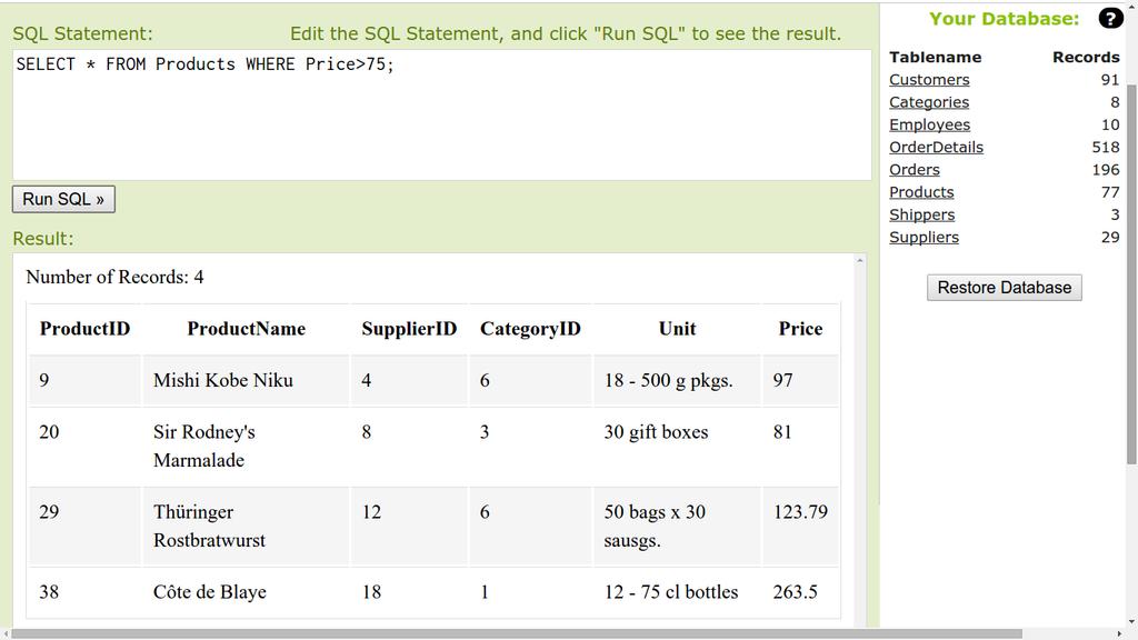 Homework (2/2): Try This Try writing some SQL by hand using one of these web demonstrators. Basic w3schools.