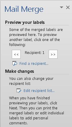 Click Next: Preview your labels The following options are available in this step.