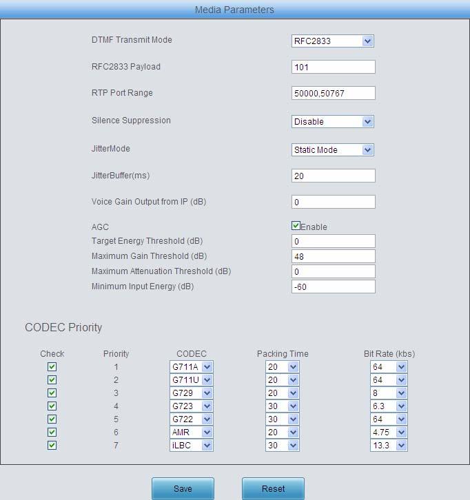 3.4.6 Media Figure 3-27 Media Settings Interface See Figure 3-27 for the media settings interface where you can configure the RTP port and payload type depending on your requirements.