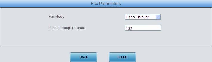 Users can configure the general fax parameters via this interface. After configuration, click Save to save your settings into the gateway.
