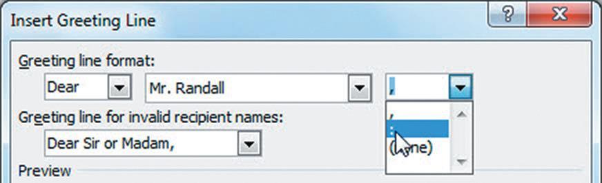 Create a Main Document continued To insert greeting line fields: 1. Click the Mailings tab. 2.