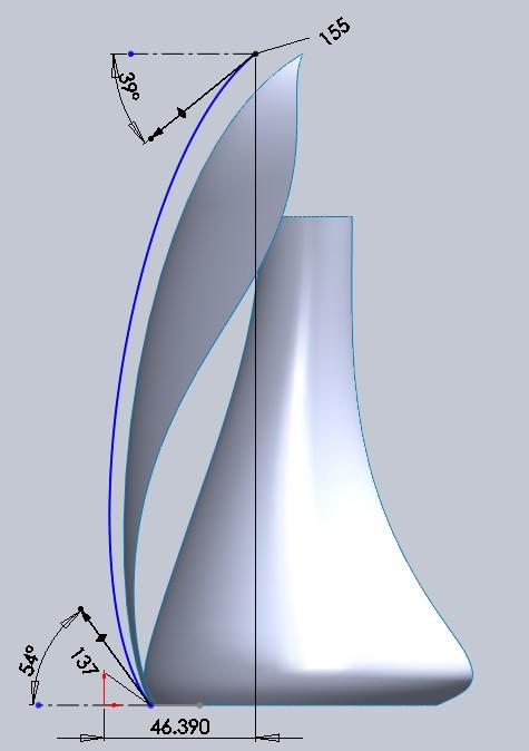 Step6. Creating a second speaker face. Create a sketch on Right Plane. Draw a spline that is coincident to the bottom of the speaker face and coincident at the top with Plane200.