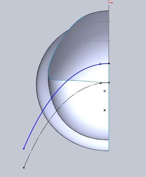 Step6. Creating a second speaker face. Create a sketch on Plane200. Make the sketch used for the top edge of the speaker face boundary surface visible.