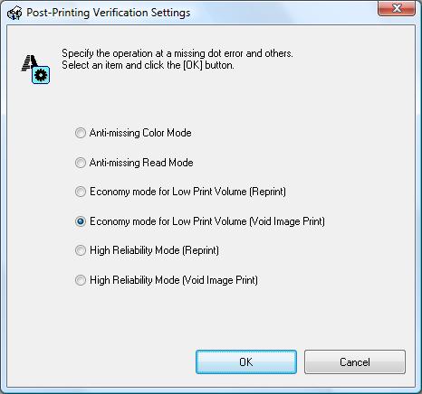 3 4 Select [Maintenance And Utilities] tab and click [Post-Printing Verification Settings]. The [Post-Printing Verification Settings] window is displayed.