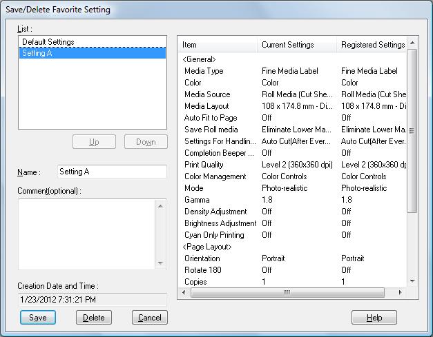 Favorite Setting [Favorite Setting] is the function to administer print