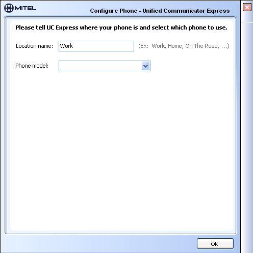 Mitel Unified Communicator Express must be configured to use a Mitel 5300 Series IP Phone Set.